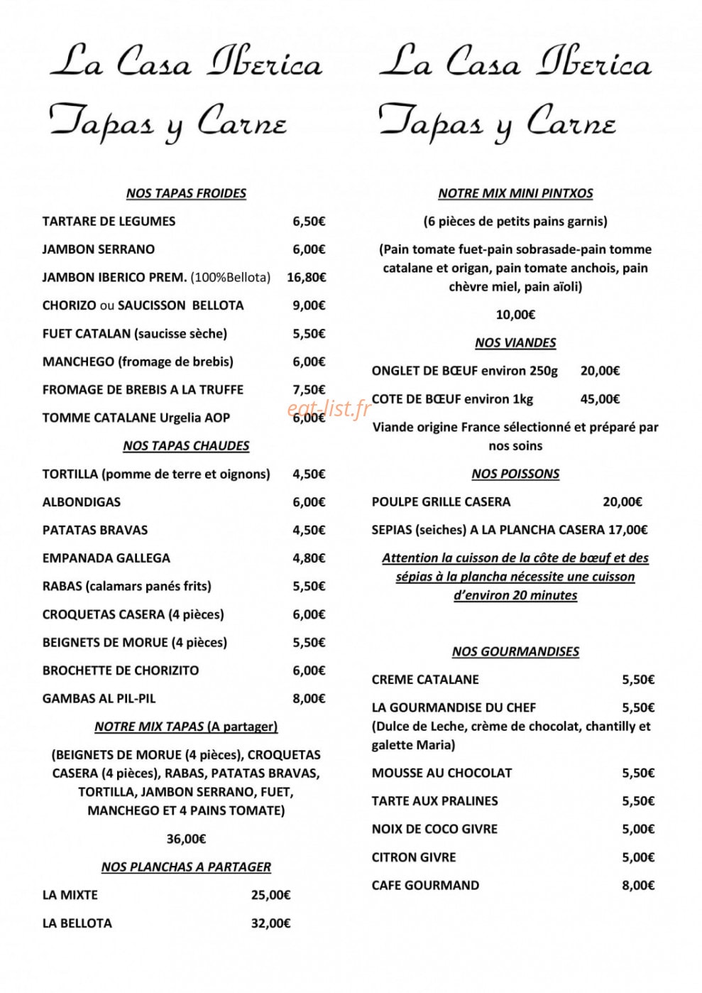La Casa Iberica — carte page 1