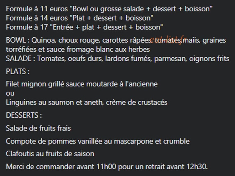 Restaurant L'escale — carte page 1