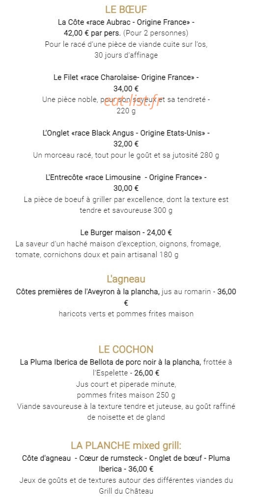 Le Grill du Château — carte page 3