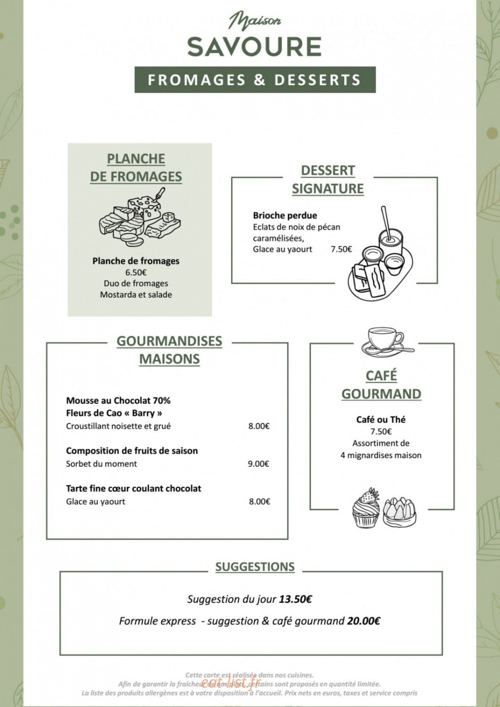 Maison Savoure — carte page 2