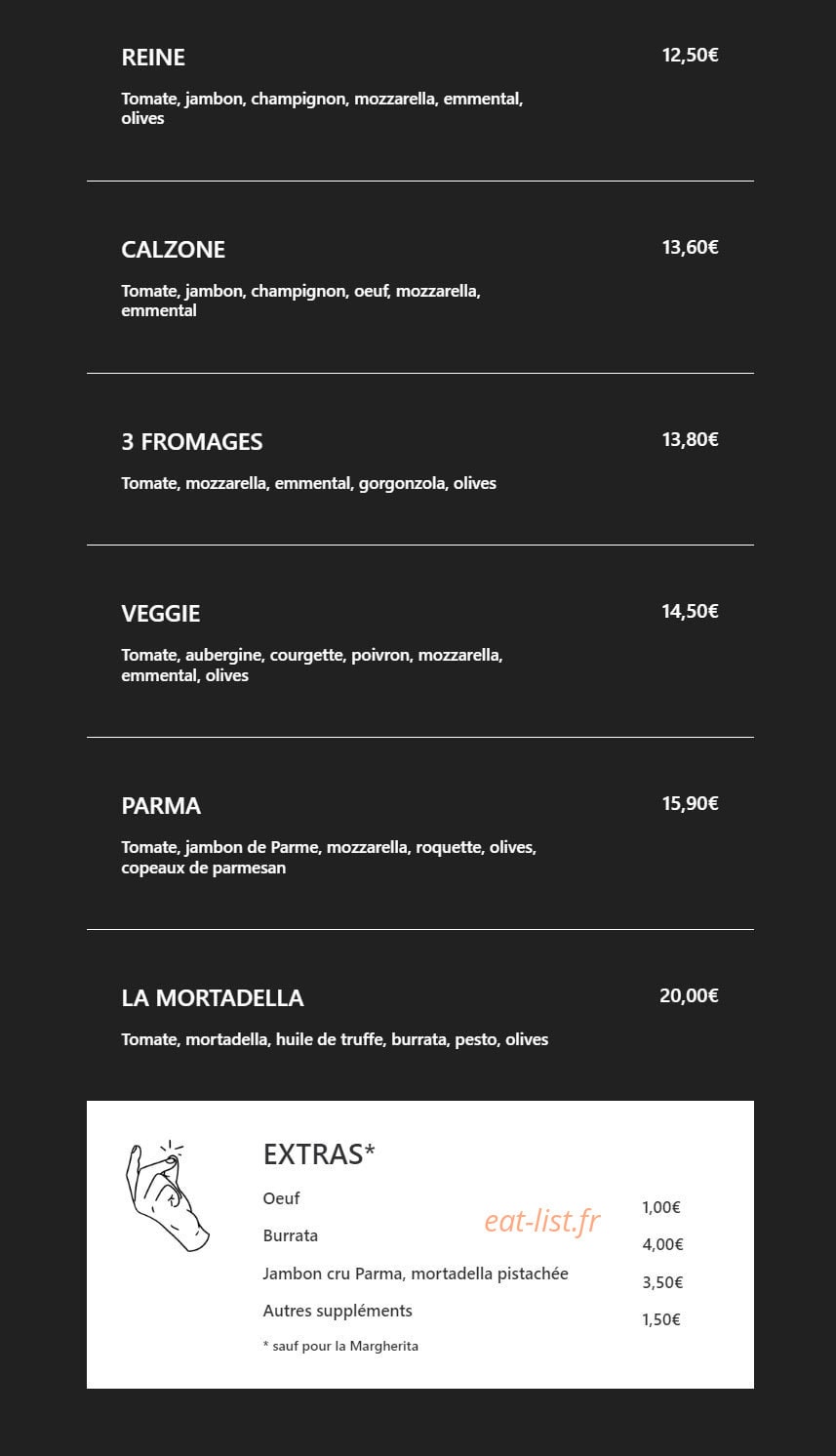 Pinocchio Pizza — carte page 2