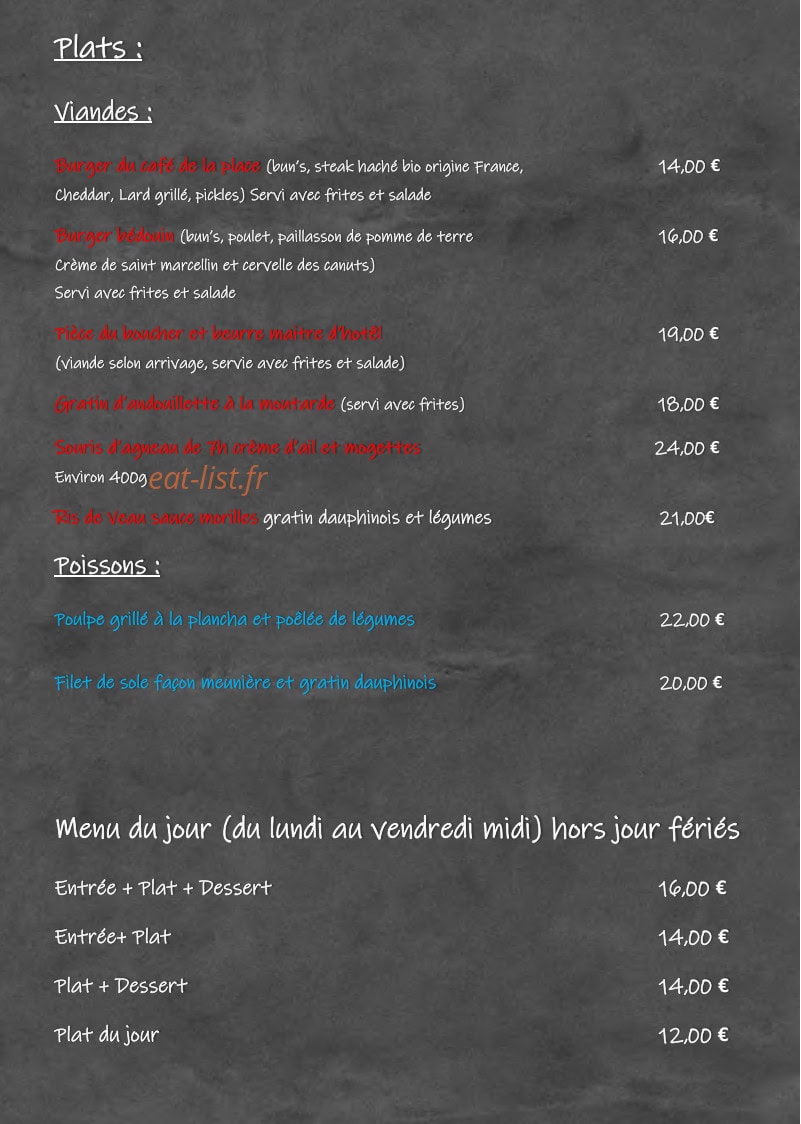Cafe De La Place — carte page 4