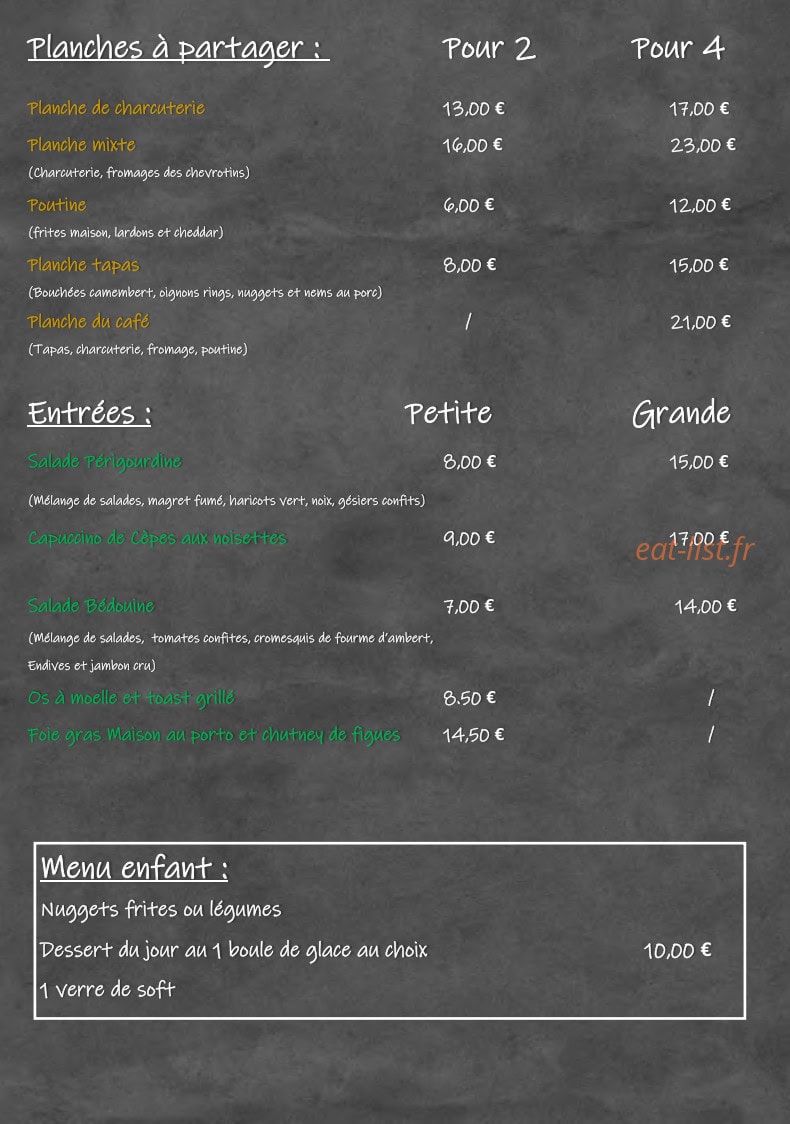Cafe De La Place — carte page 3