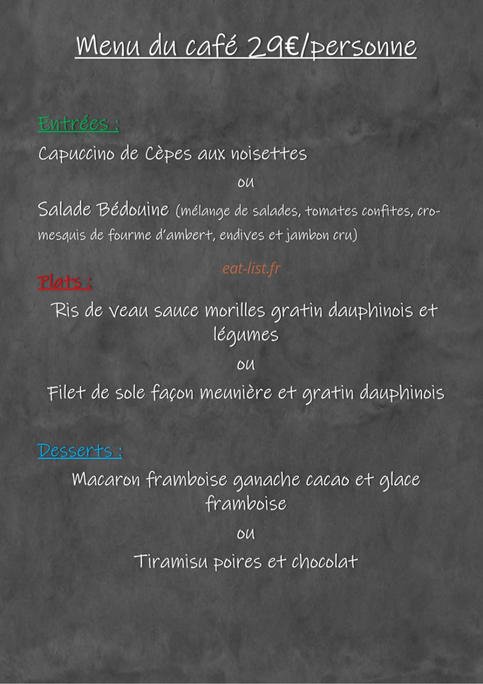 Cafe De La Place — carte page 2