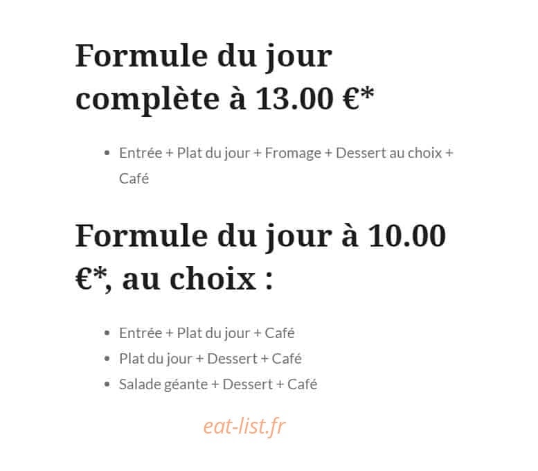 Restaurant Beau Séjour — carte page 5