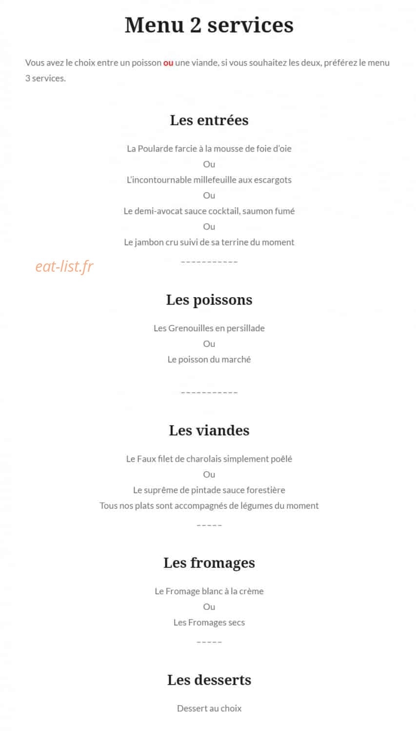 Restaurant Beau Séjour — carte page 2