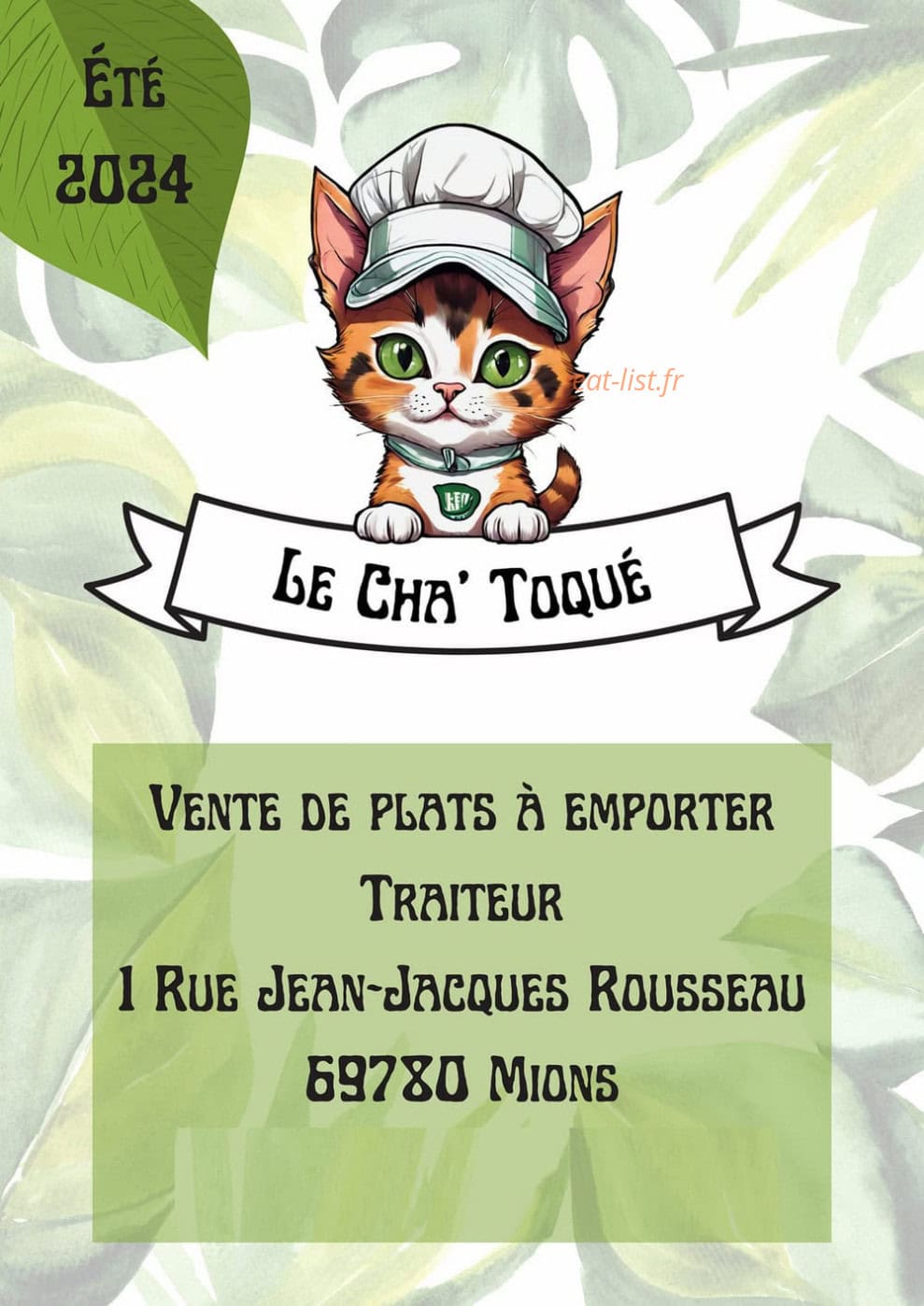Le Cha' Toqué — carte page 1