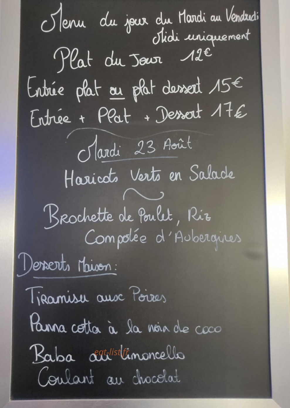 Le Bistrot des Mômes — carte page 1