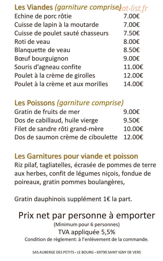 L’auberge des petits — carte page 2