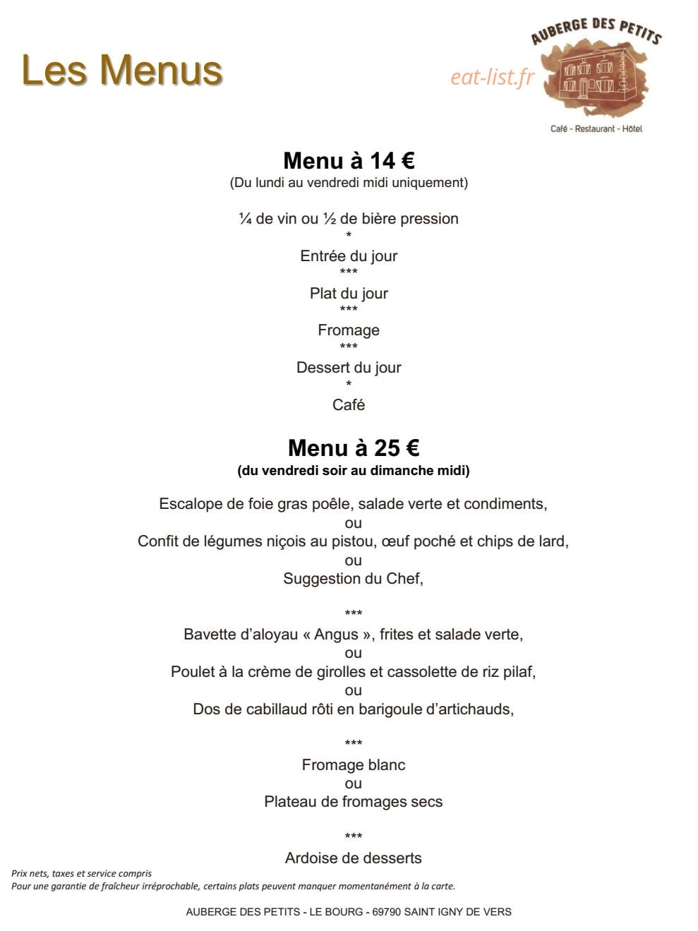 L’auberge des petits — carte page 5