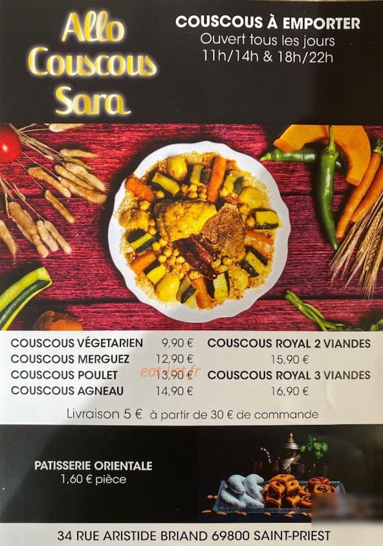 Allo Couscous Sara — carte page 1
