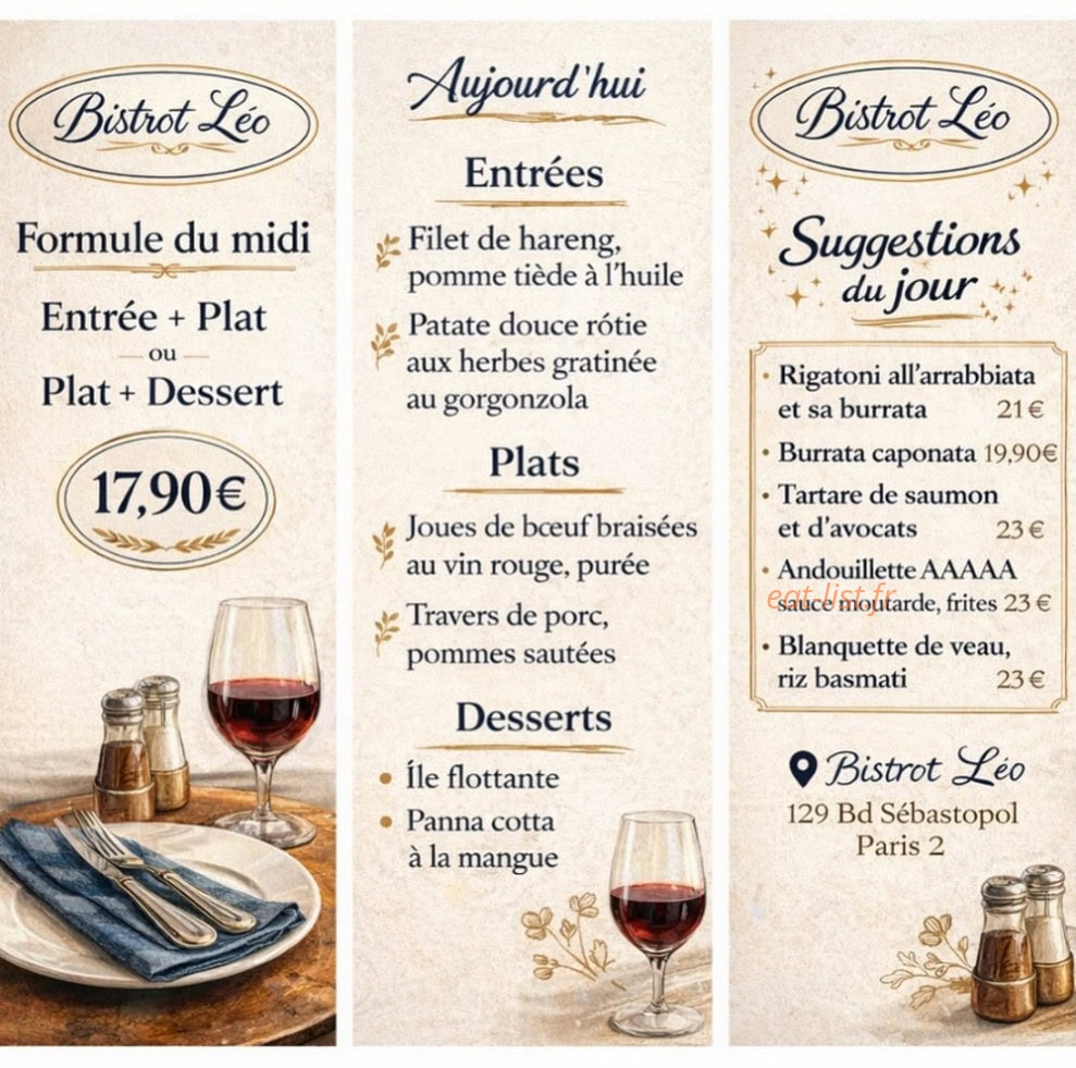 Bistrot Léo — carte page 1