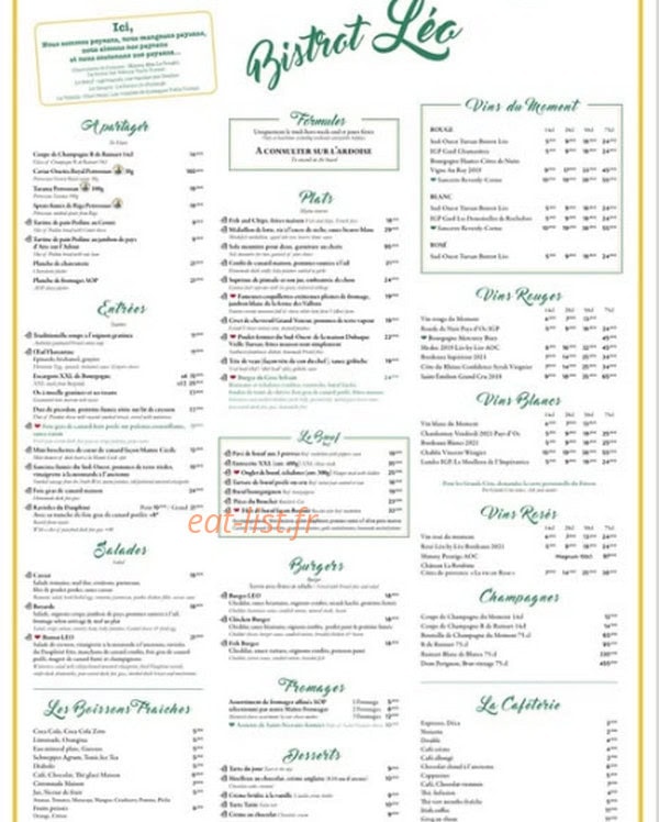 Bistrot Léo — carte page 1