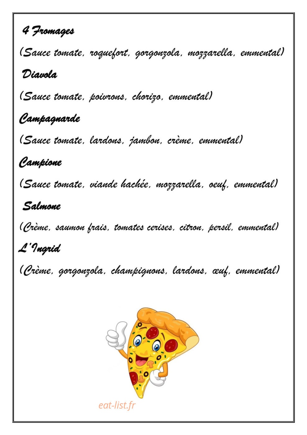 Le Petit Colibri — carte page 6