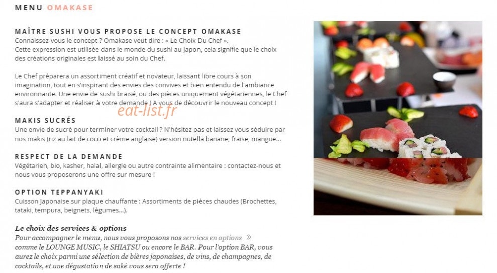 Maitre Sushi — carte page 1