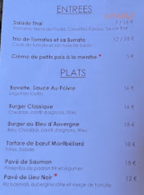 Mÿ Restaurant — carte page 1
