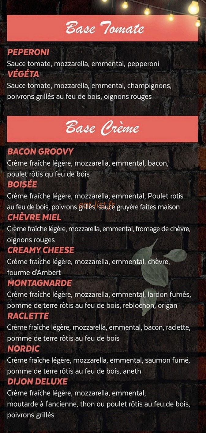 Carte et menu de Pizz 'n Fries Au Feu De Bois à Saint Priest — Les pizzas base tomate, base crème