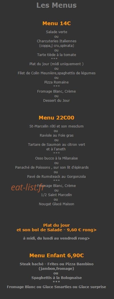 Pizzeria du Village — carte page 1