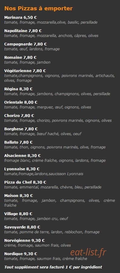 Pizzeria du Village — carte page 3