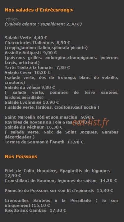 Pizzeria du Village — carte page 2