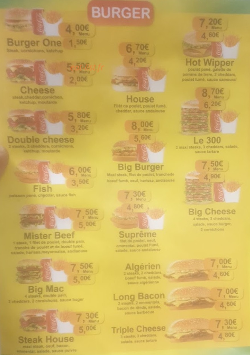 Snack Adam — carte page 1