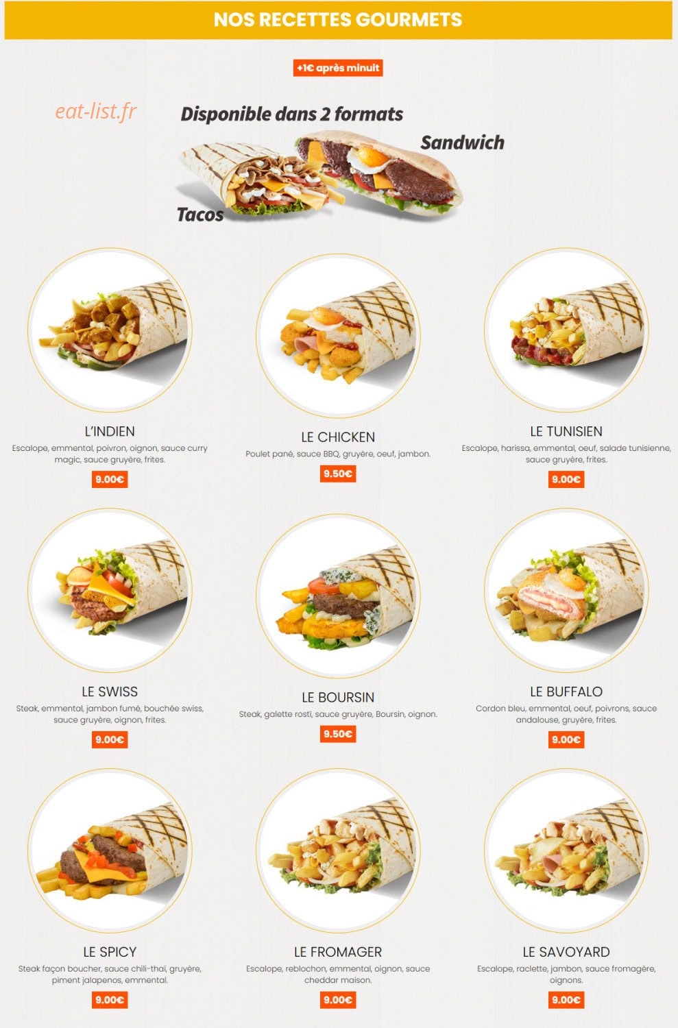 Tacos night — carte page 3