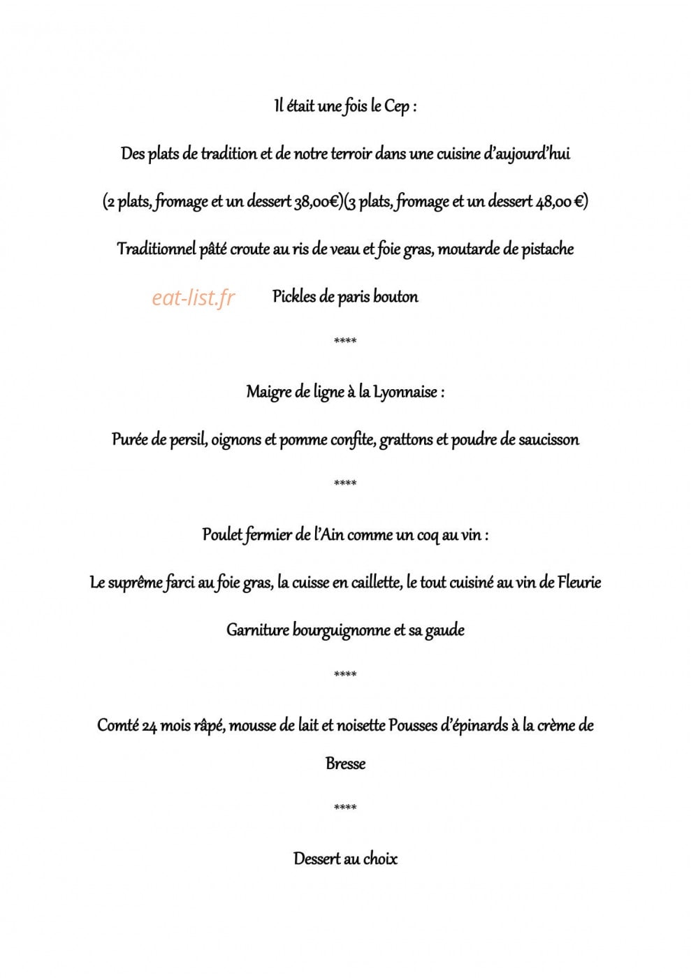 Auberge du cep — carte page 3