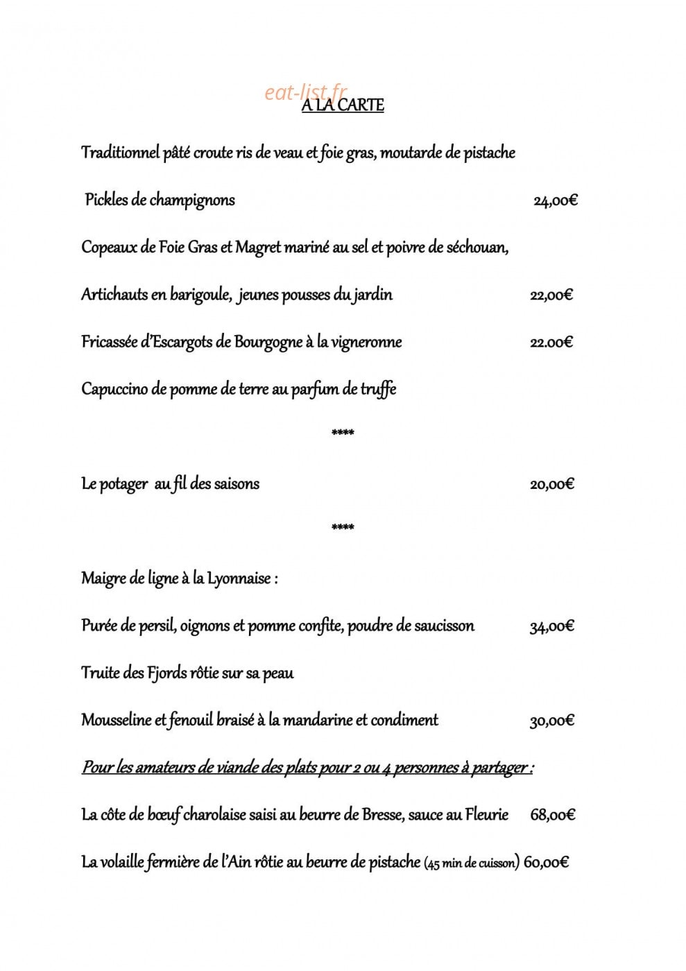 Auberge du cep — carte page 4