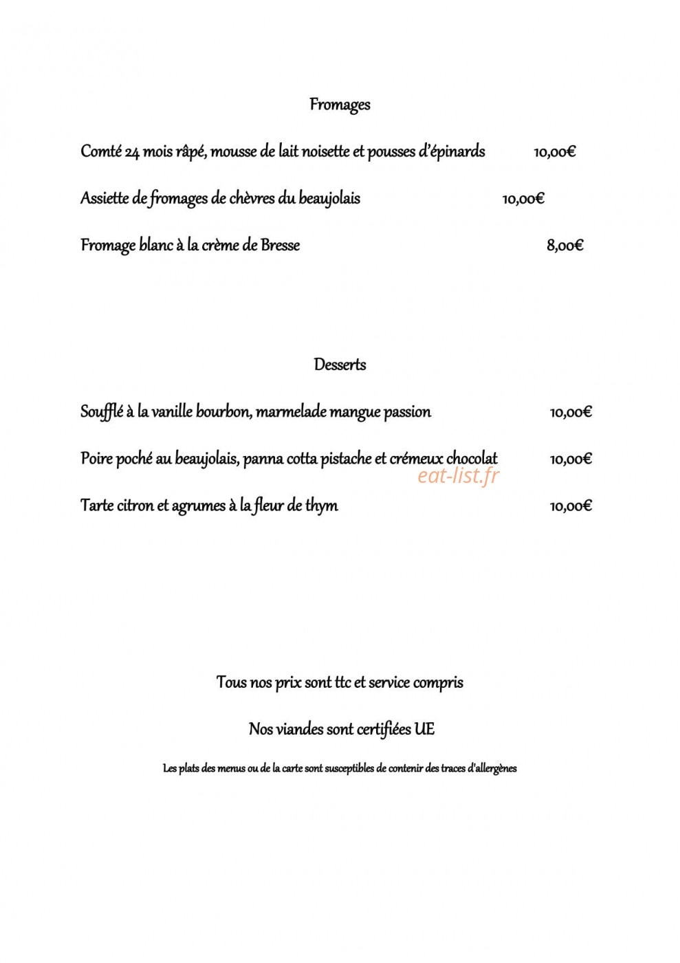 Auberge du cep — carte page 5