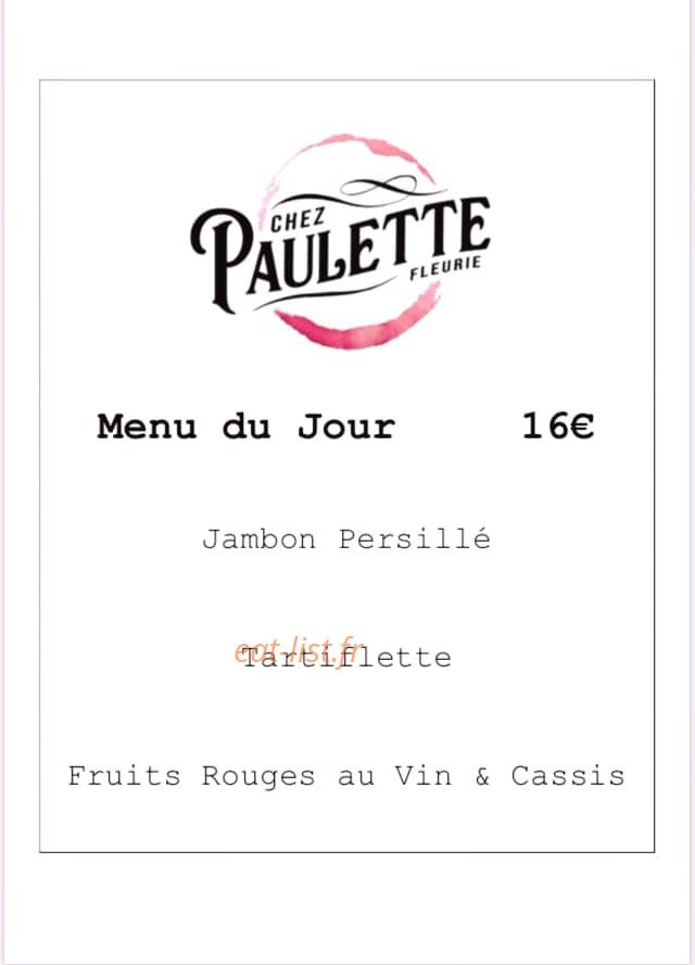 Chez Paulette — carte page 1
