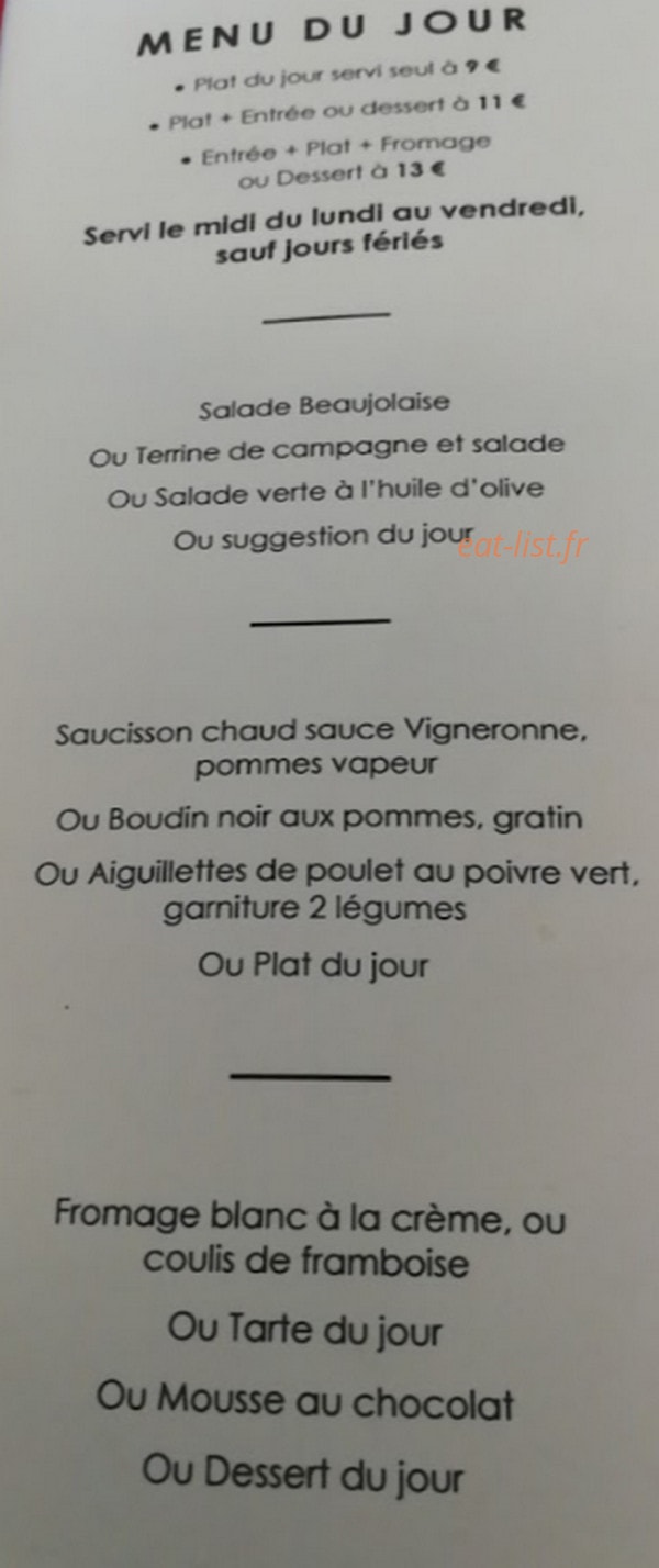 Le Saloir Vigneron — carte page 1