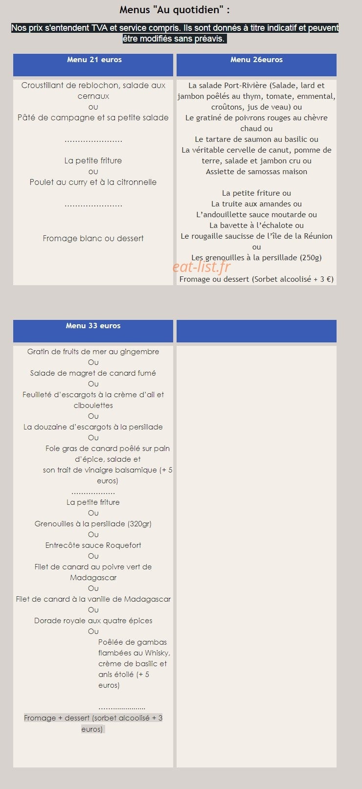 Les 3 Canards — carte page 2