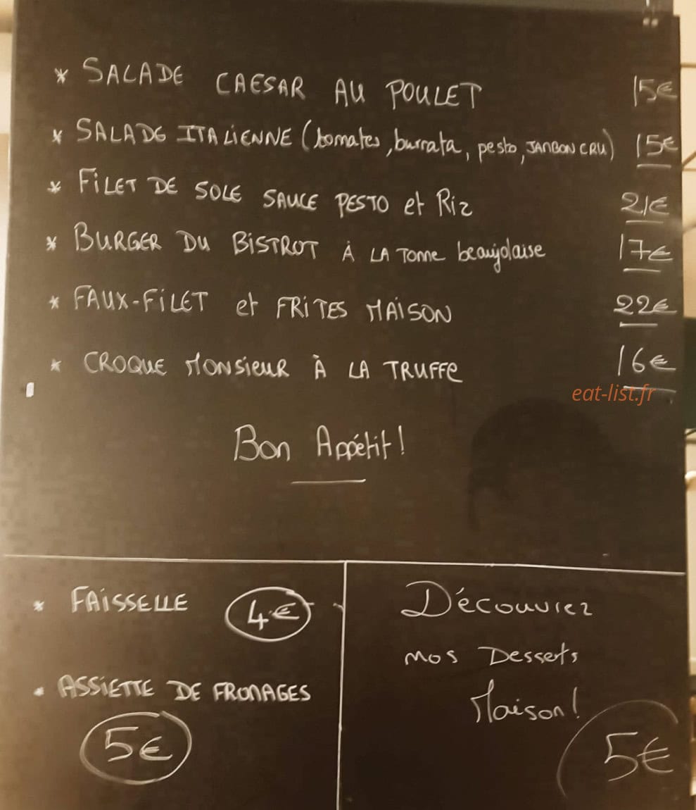 Bistrot Le Sarment — carte page 1