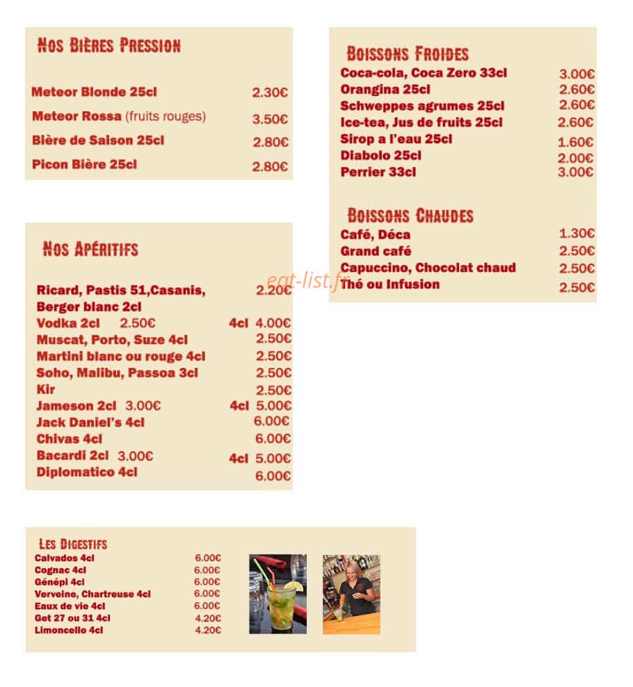 Carte et menu de Le P'tit Viand'Art à Saint Martin en Haut — Les bières pressions, apéritifs, digestifs