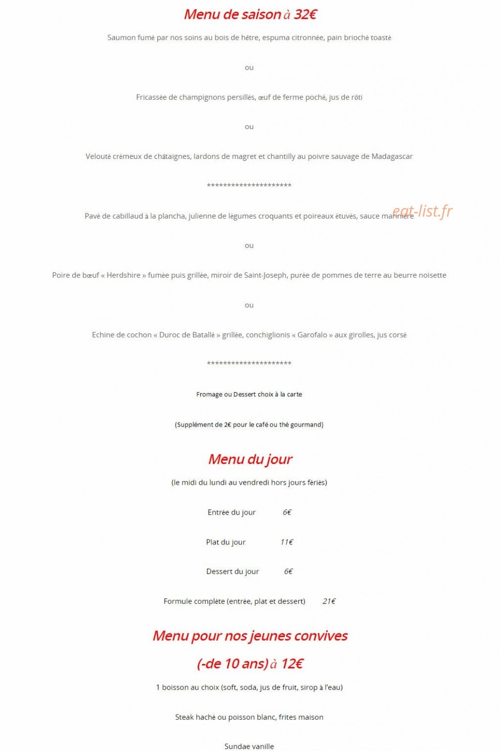 Bistro du Château — carte page 2