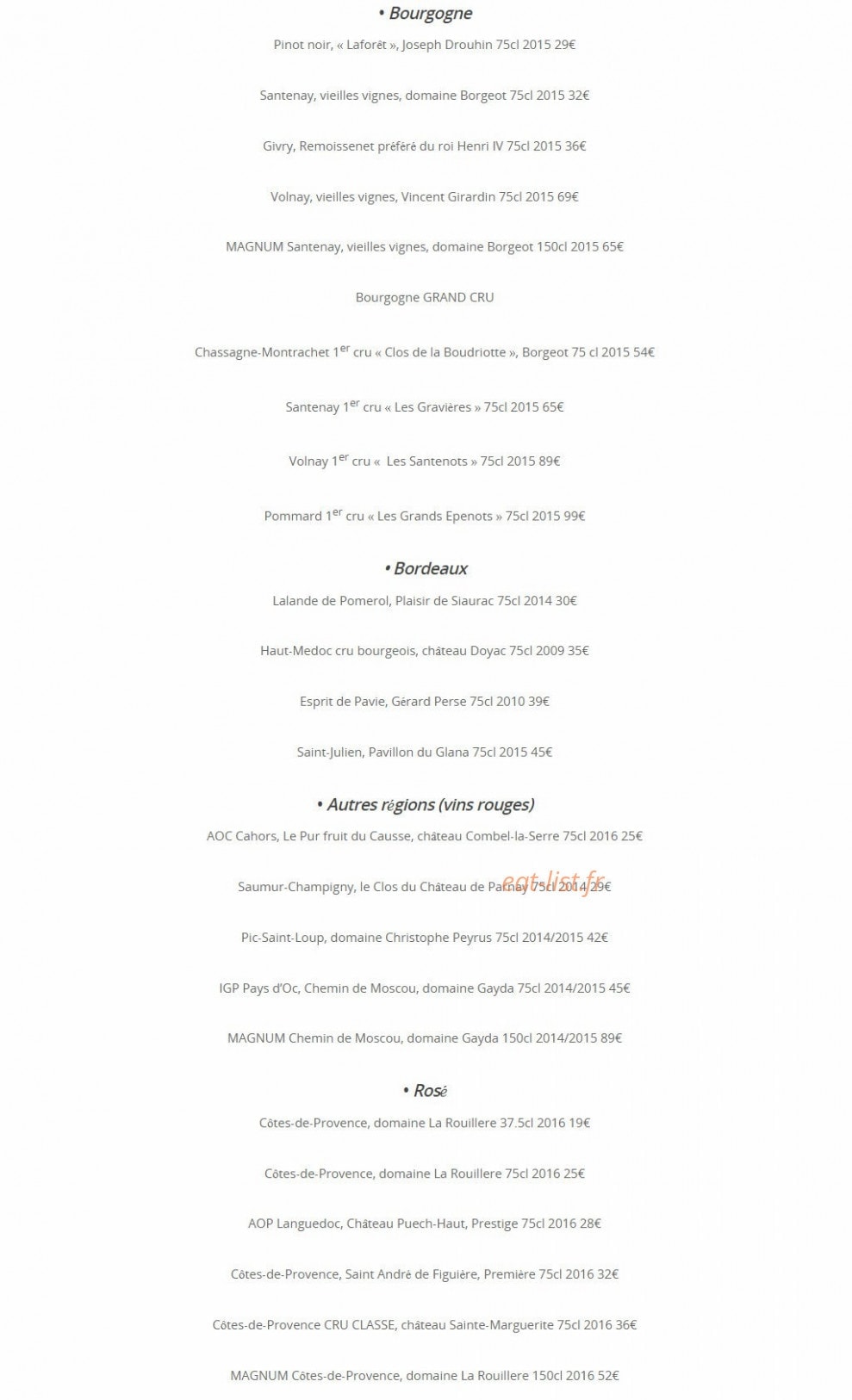 Bistro du Château — carte page 4