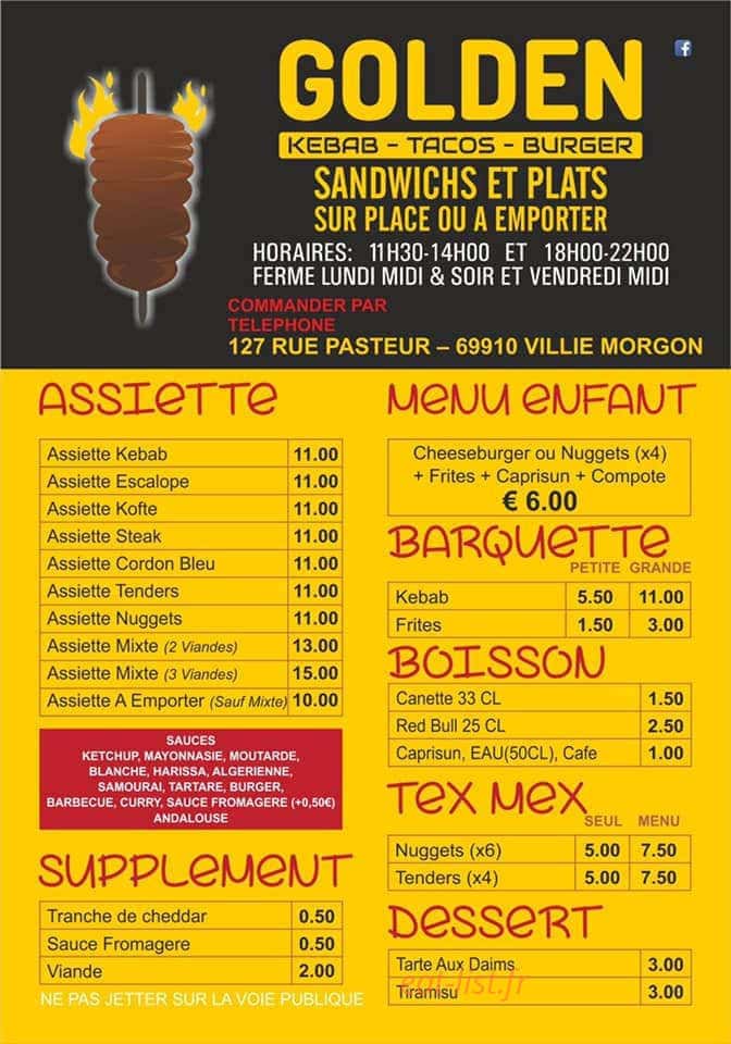 Golden Kebab — carte page 2