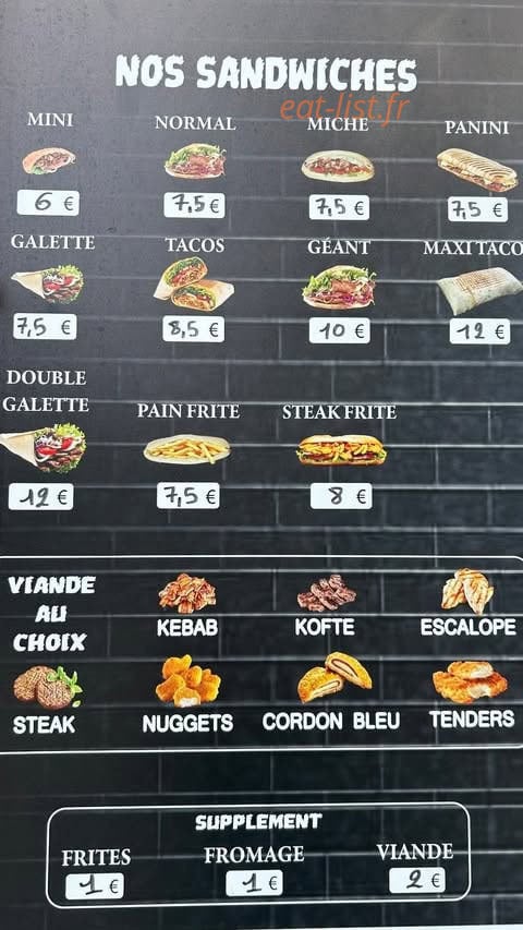 Le Cham's tacos — carte page 1