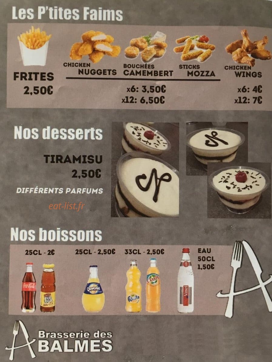 Brasserie des Balmes — carte page 4