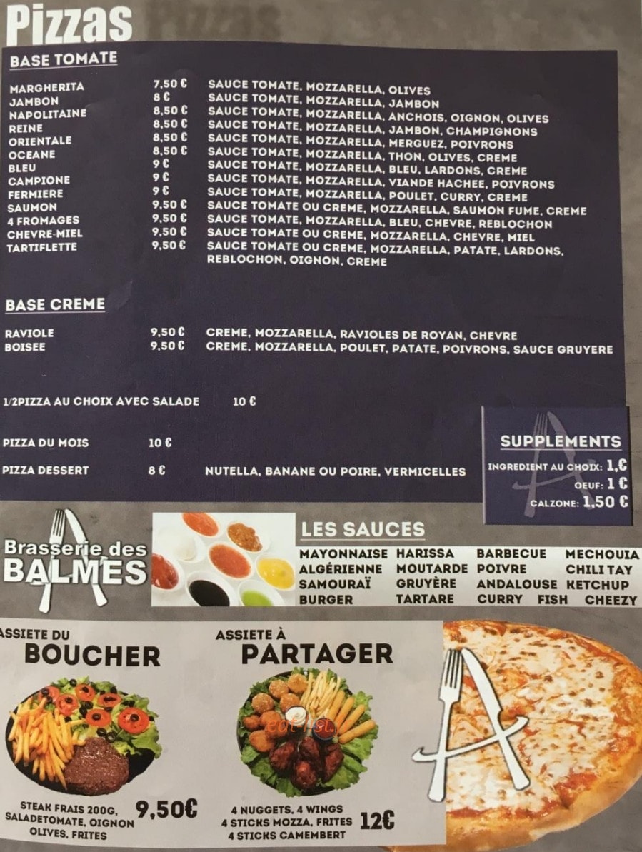 Brasserie des Balmes — carte page 3