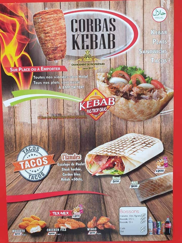 corbas kebab — carte page 1