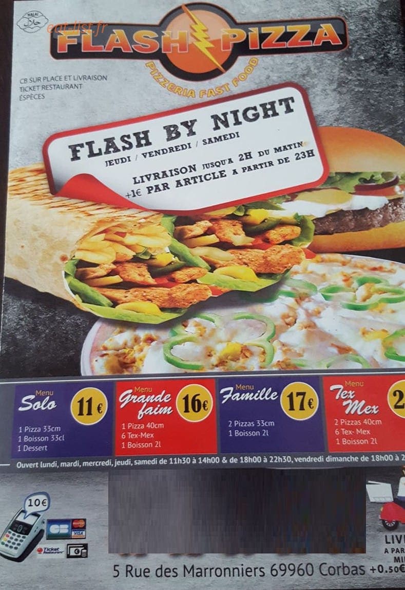 Flash pizza — carte page 1