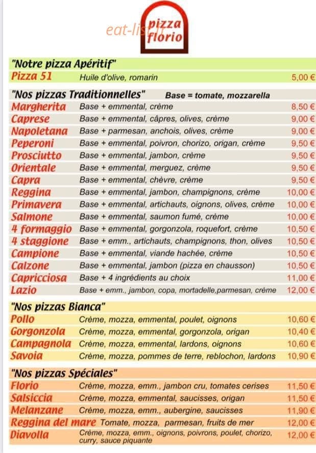Pizza Florio — carte page 2