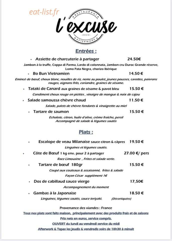 L’excuse — carte page 1