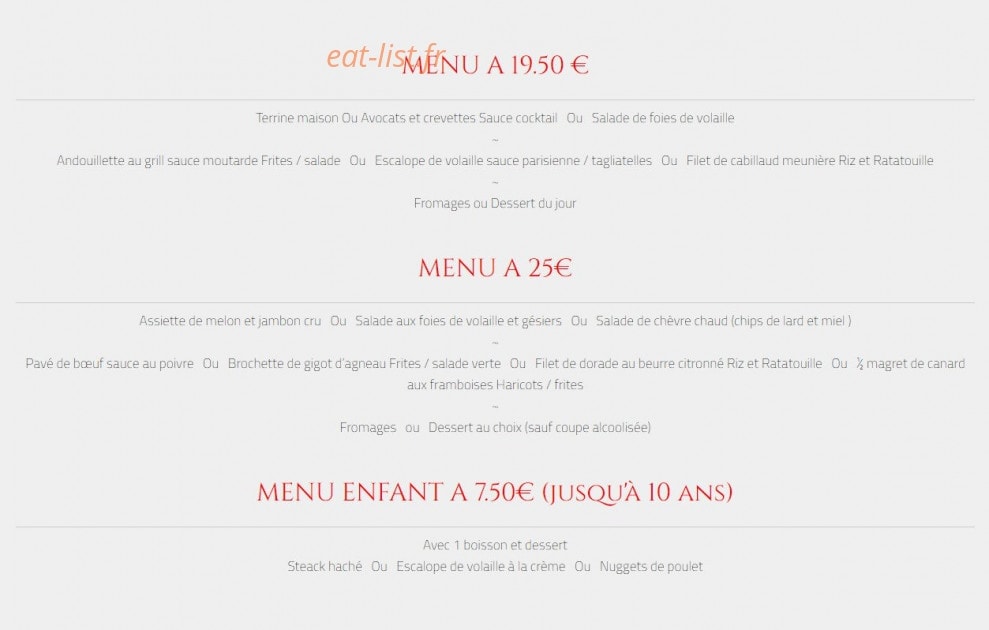 Carte et menu de La Parenthese à Frotey les Vesoul — menus