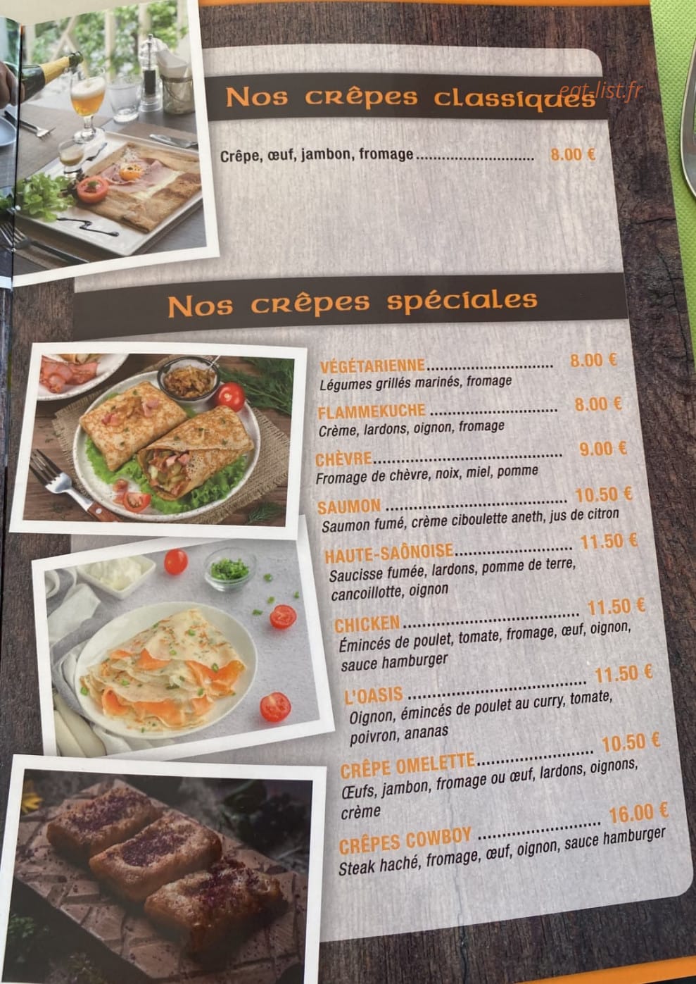 Crêperie de l'Oasis — carte page 1