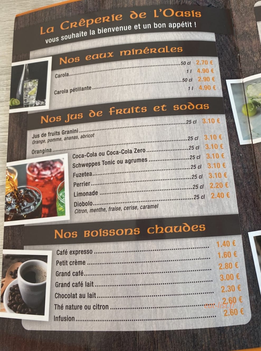 Crêperie de l'Oasis — carte page 4