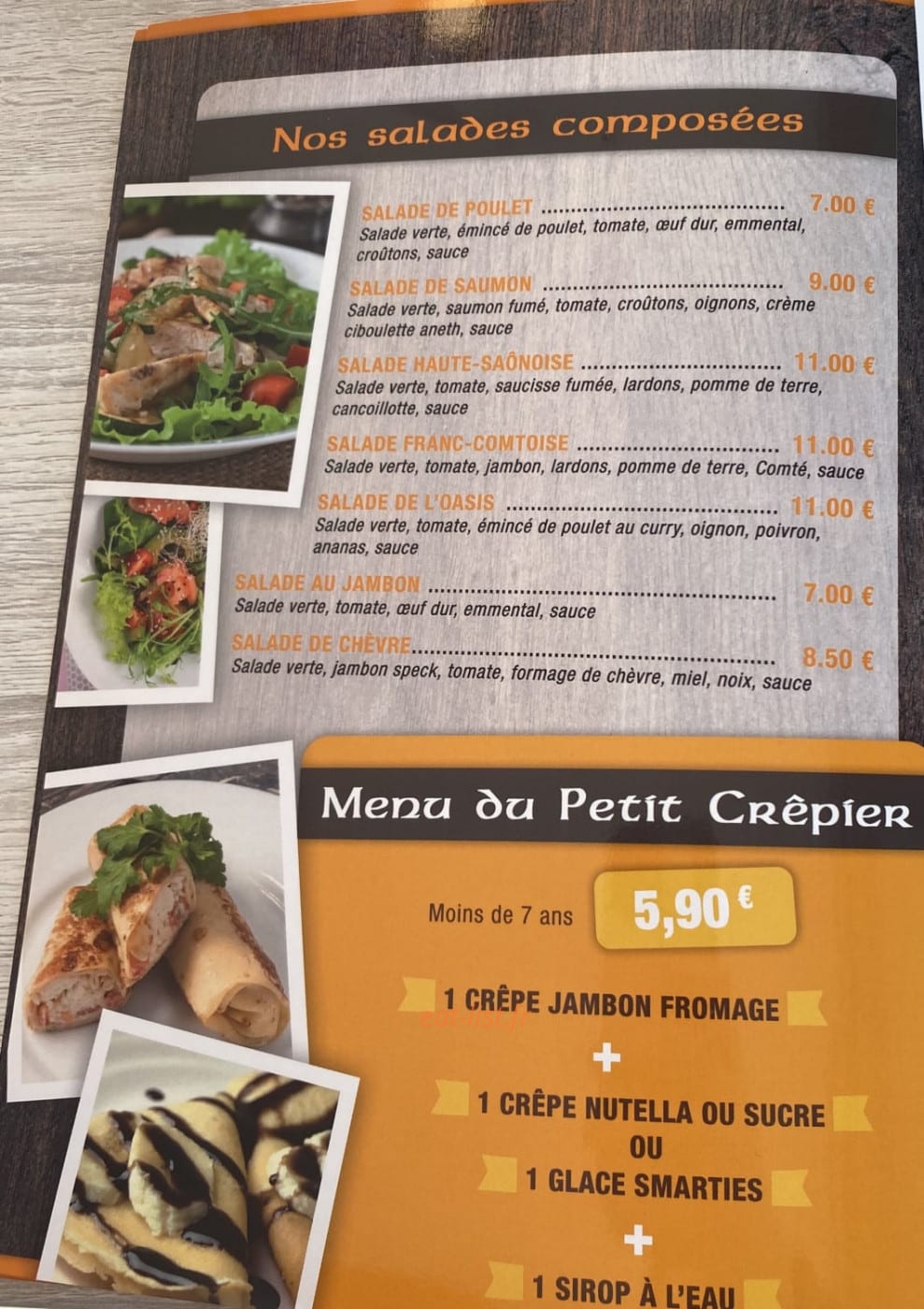 Crêperie de l'Oasis — carte page 2
