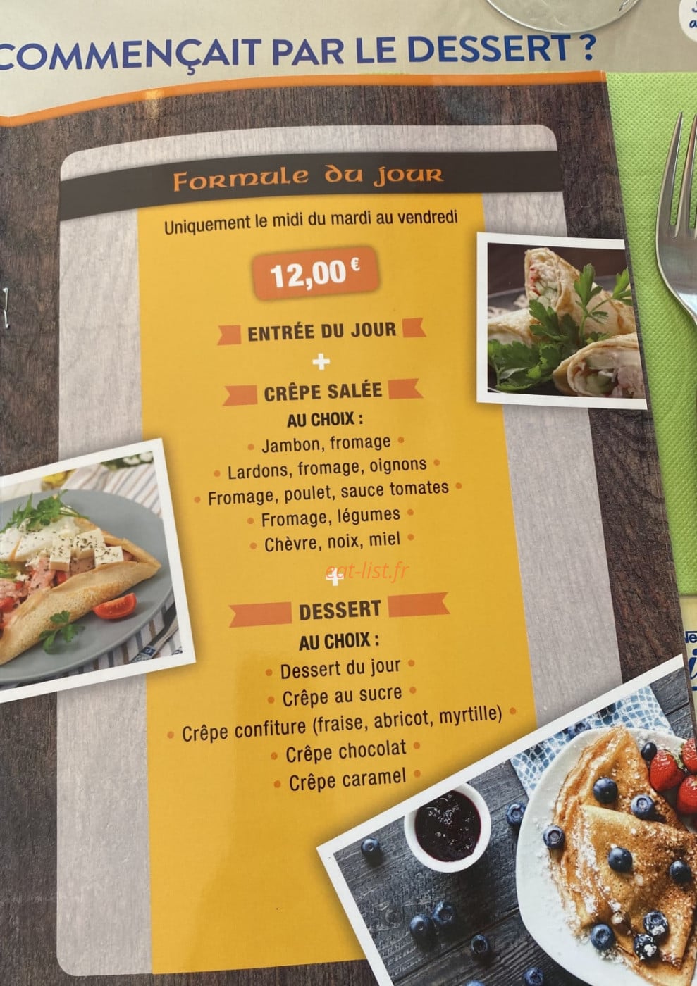 Crêperie de l'Oasis — carte page 3