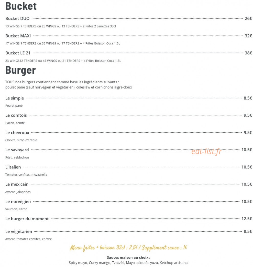 21 Jump Food — carte page 1